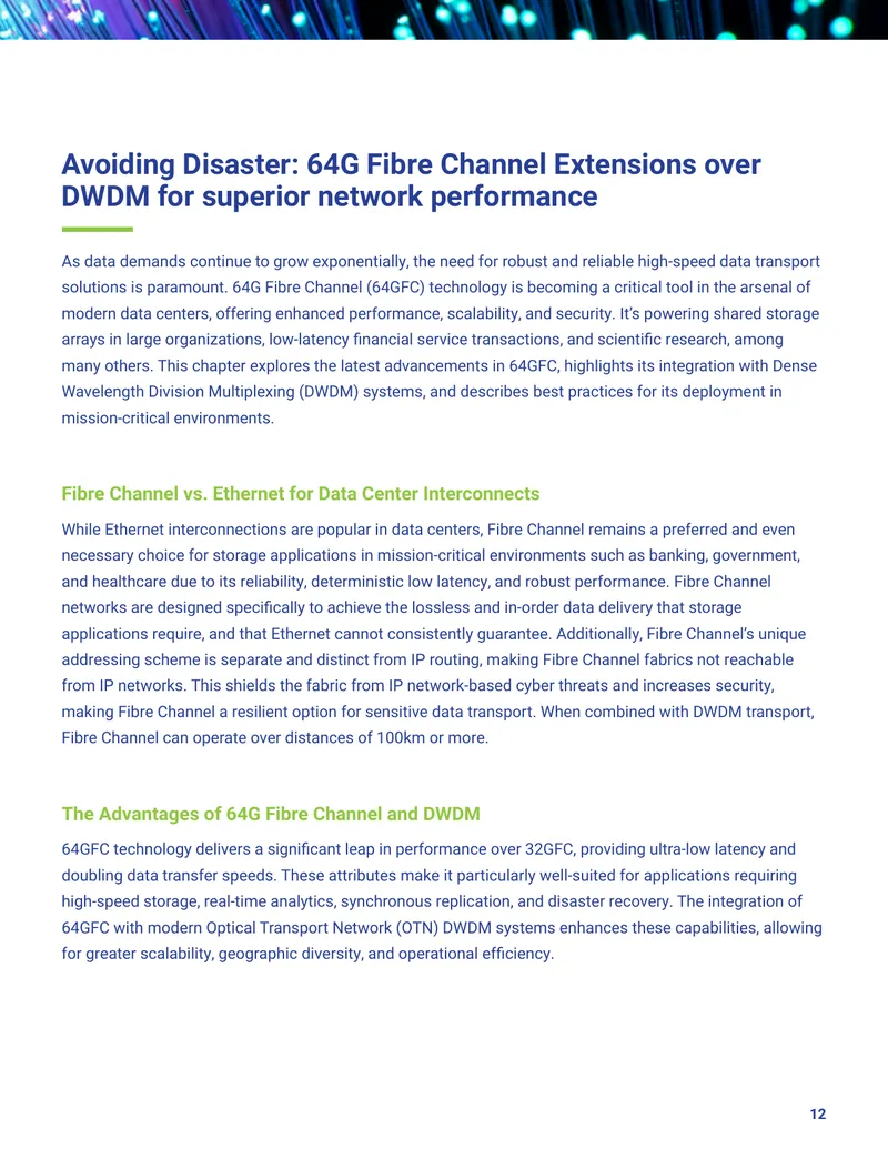 64G Fibre Channel Extensions over DWDM for Network Performance