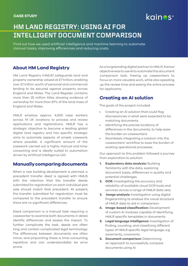 HM Land Registry AI Document Comparison Case Study