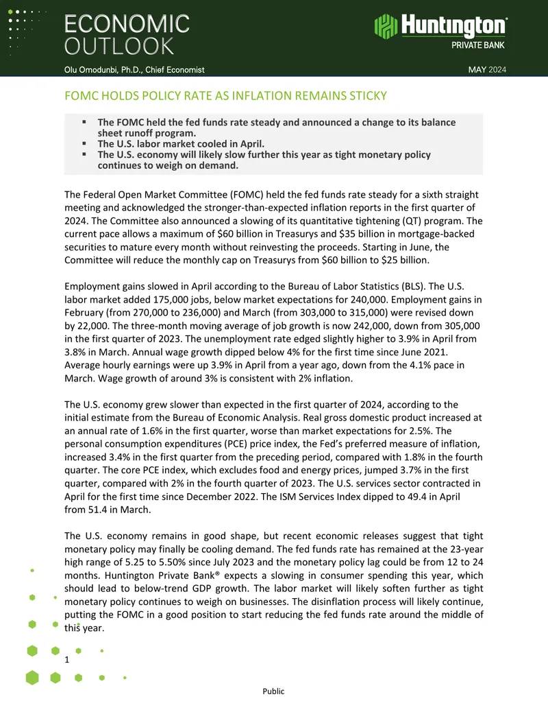Economic Outlook for May 2024