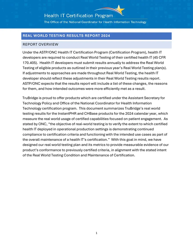 Real World Testing Results Report 2024