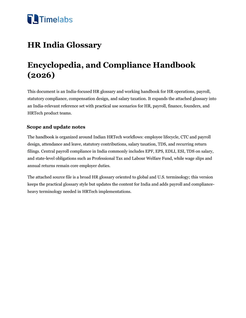 India-Focused HR Glossary and Compliance Handbook