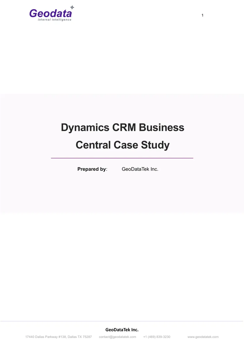 Dynamics CRM Business Central Case Study