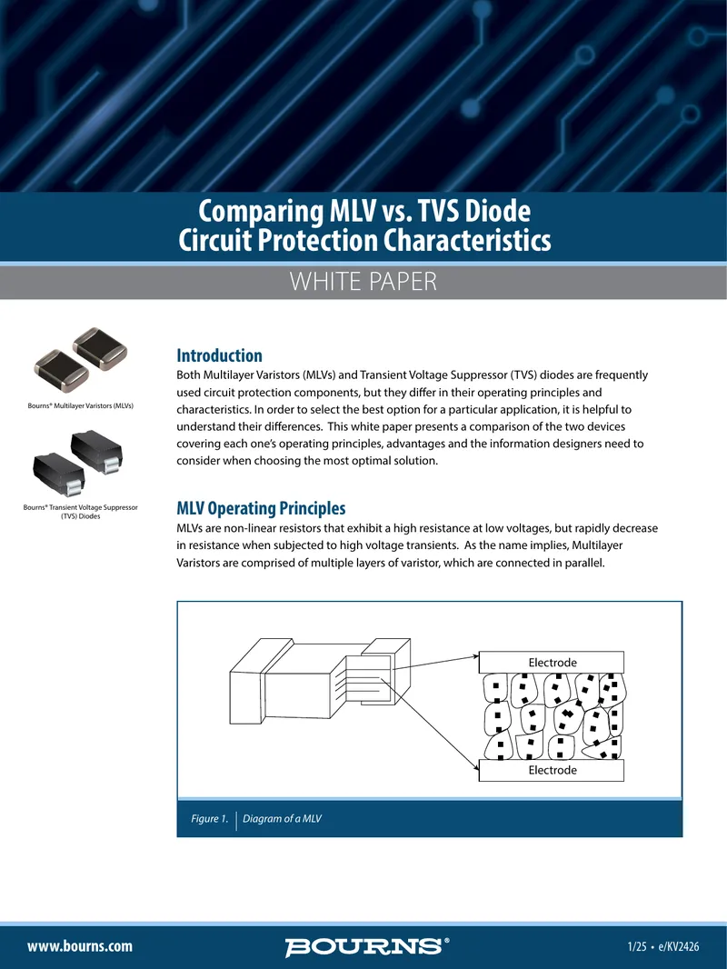 Comparison of MLV and TVS Diode Circuit Protection
