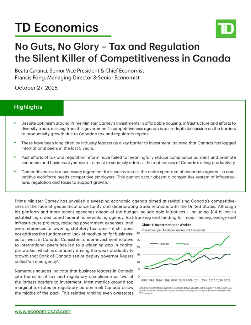 Tax and Regulation Challenges to Canadian Competitiveness