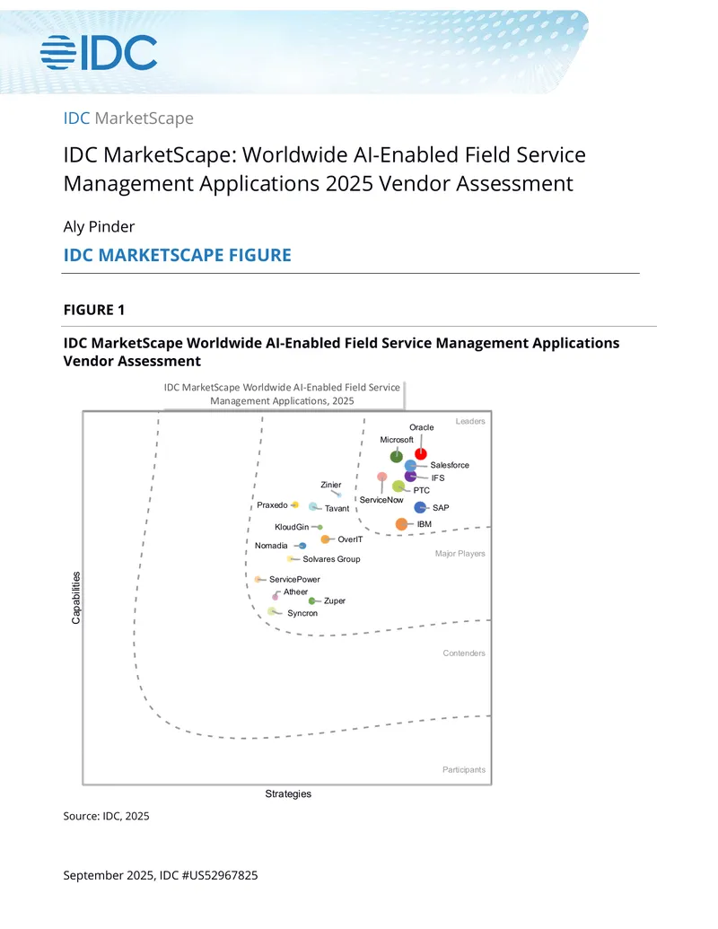 Worldwide AI-Enabled Field Service Management Applications 2025 Vendor Assessment