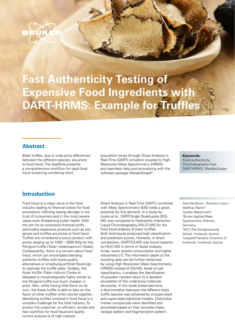Fast Authenticity Testing of Food Ingredients with DART-HRMS