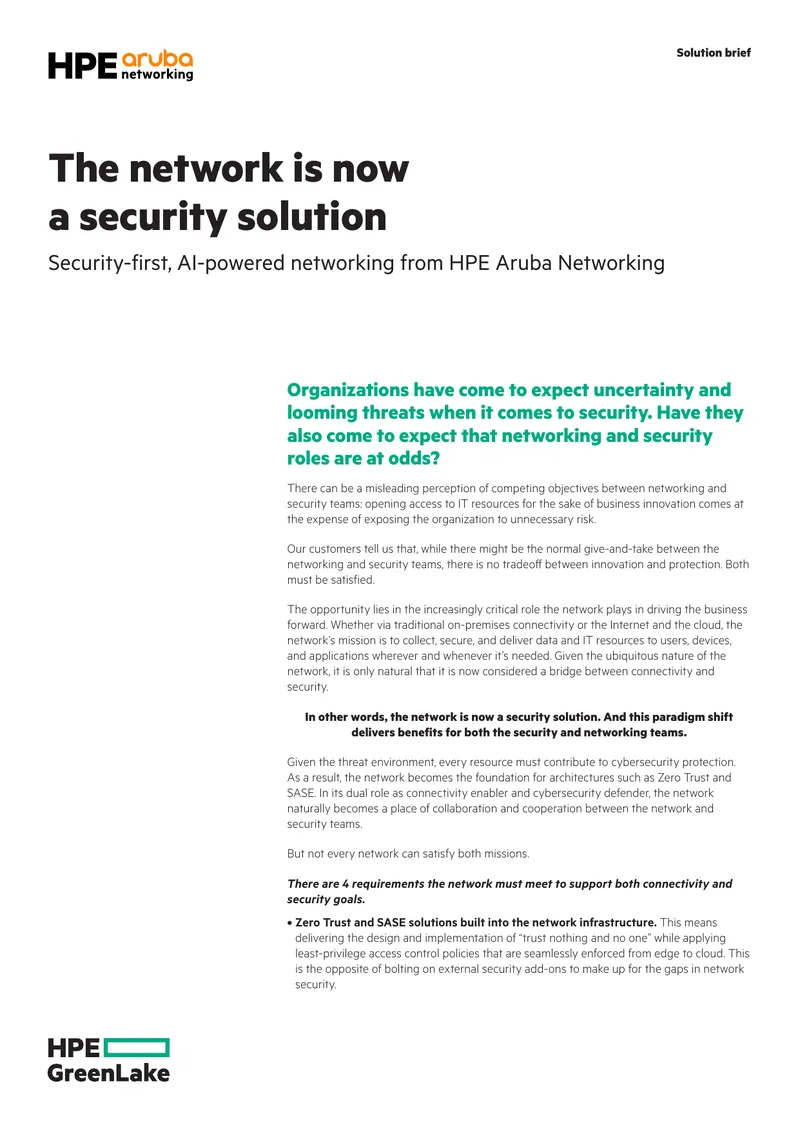 Network as a Security Solution Overview