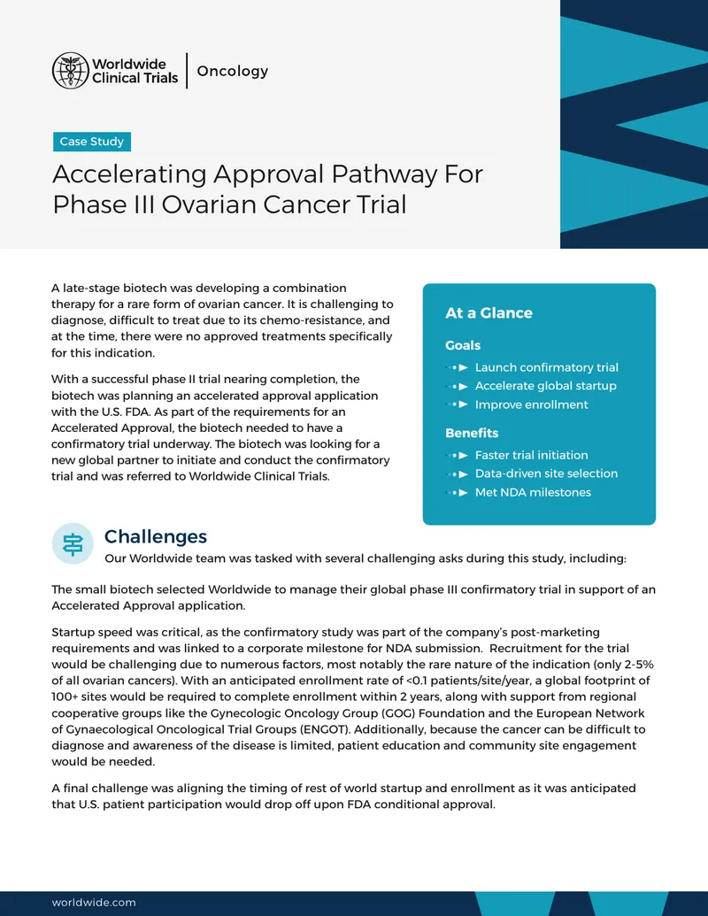 Accelerating Approval Pathway for Phase III Ovarian Cancer Trial