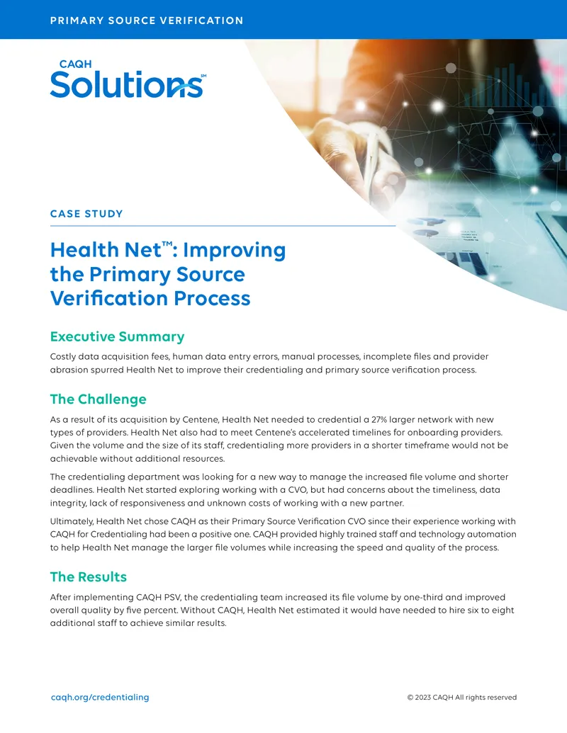 Health Net Credentialing Process Improvement Case Study