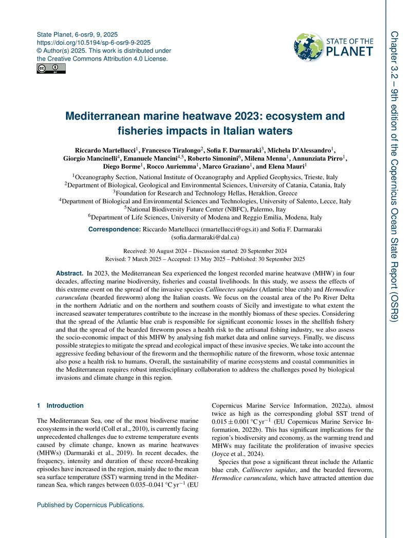 Mediterranean Marine Heatwave 2023 Impacts