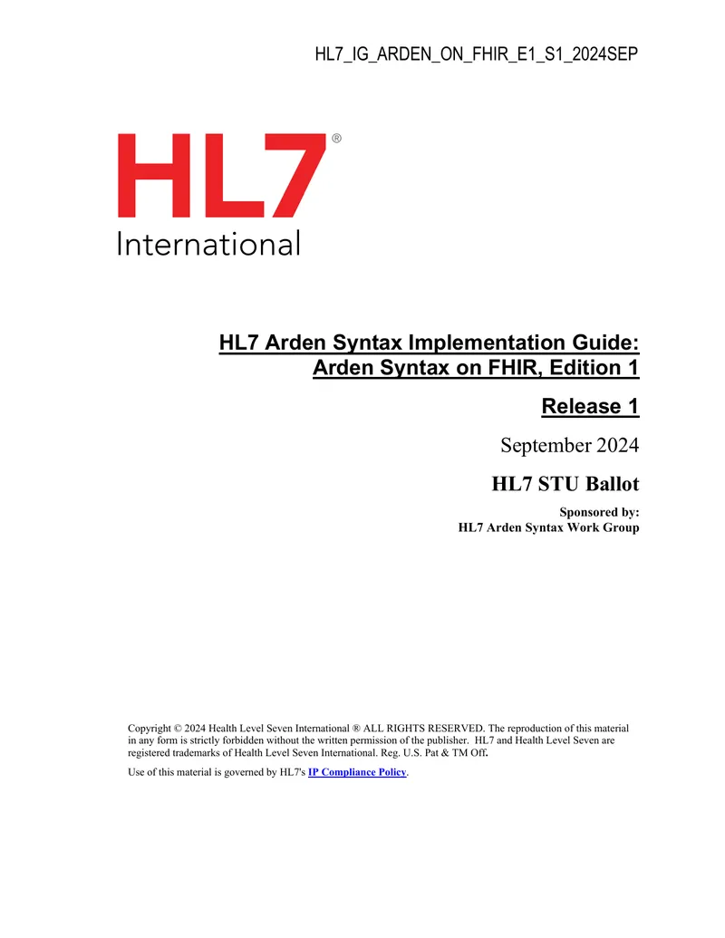 HL7 Arden Syntax Implementation Guide on FHIR