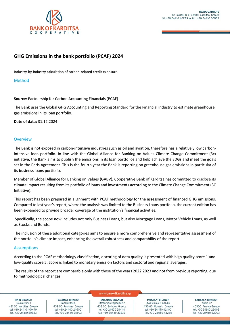 GHG Emissions Assessment in Bank Portfolio 2024