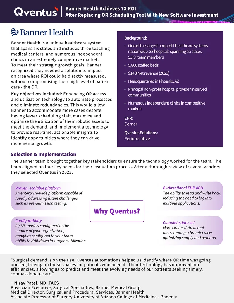Implementation of Qventus Perioperative Solution at Banner Health