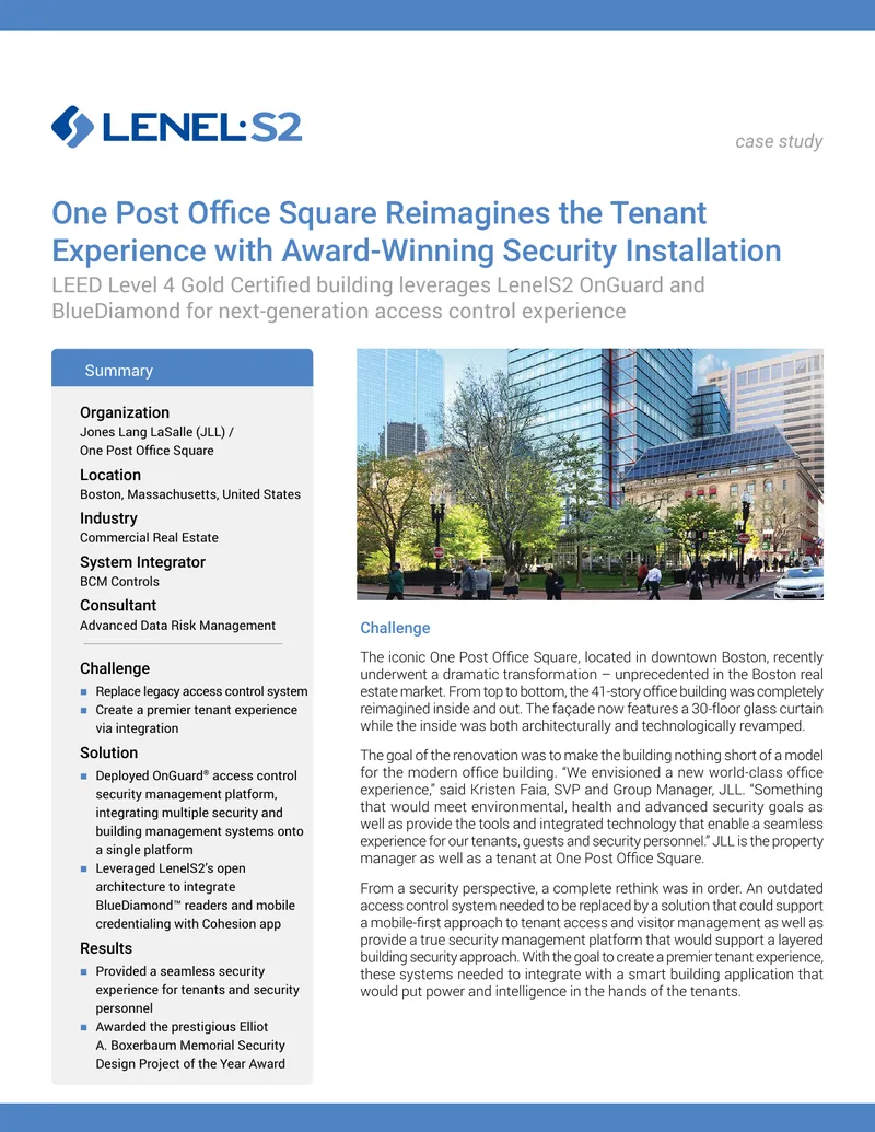 One Post Office Square Security Installation Case Study
