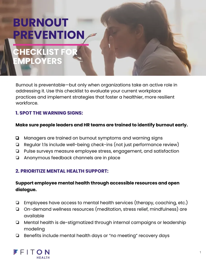 Burnout Prevention Checklist for Employers