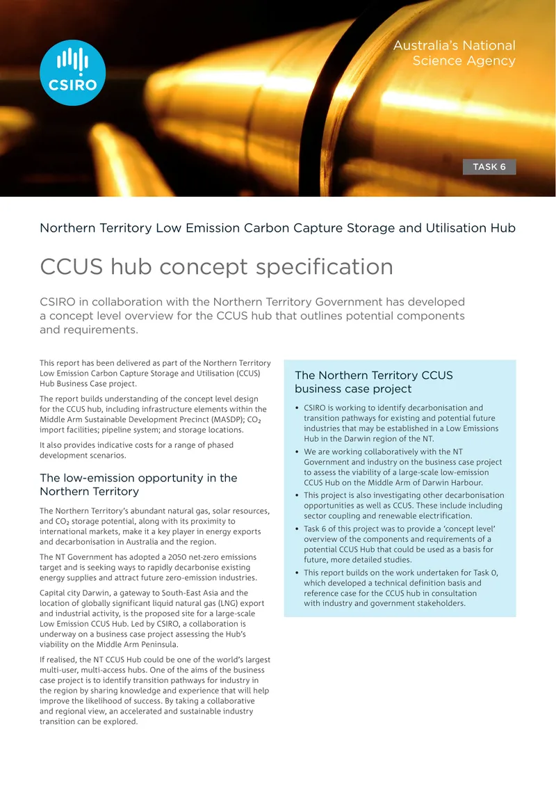 CCUS Hub Concept Specification Report