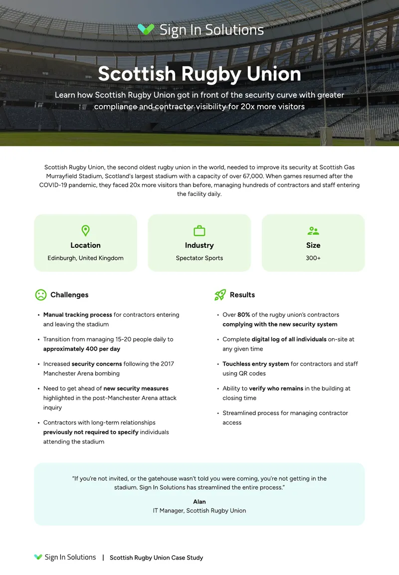 Scottish Rugby Union Security Compliance Case Study