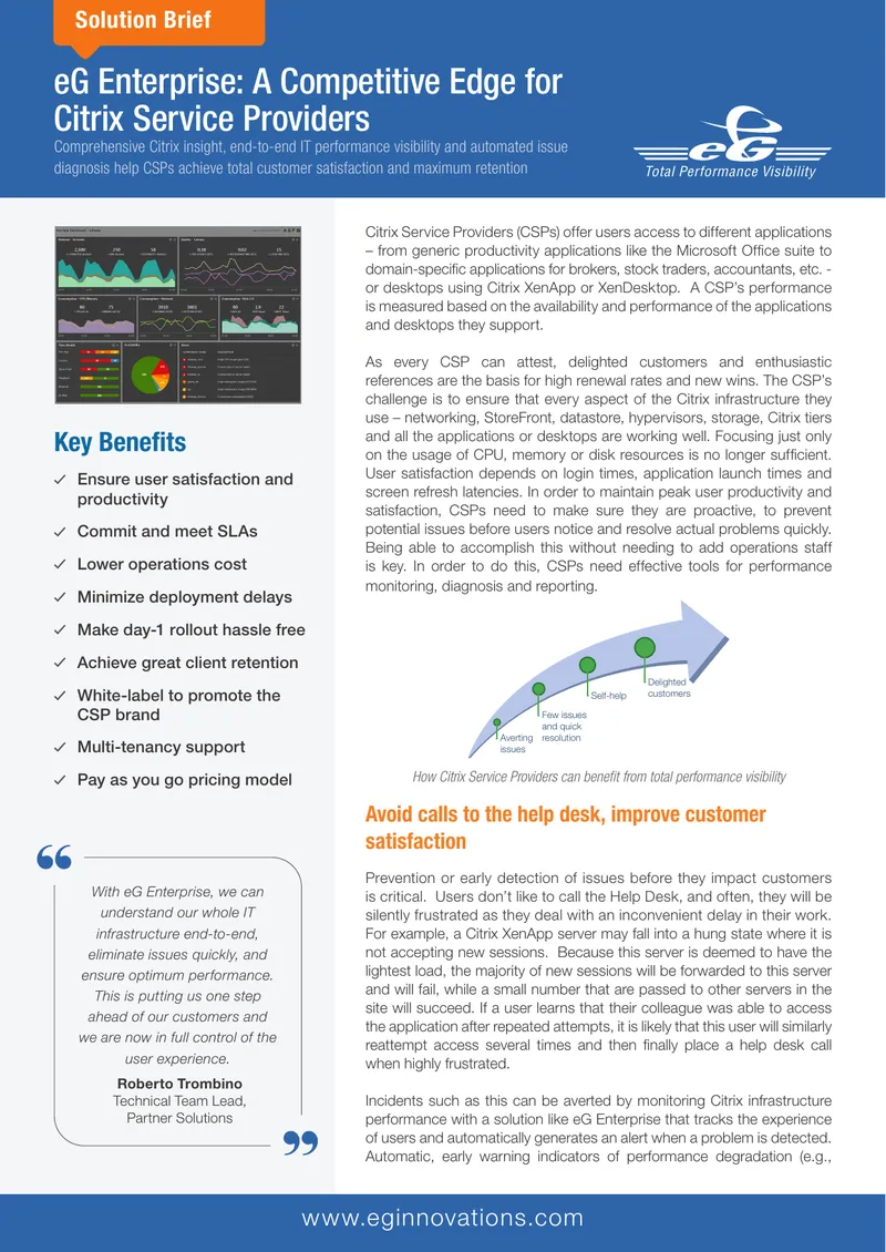 eG Enterprise Solution Brief for Citrix Service Providers