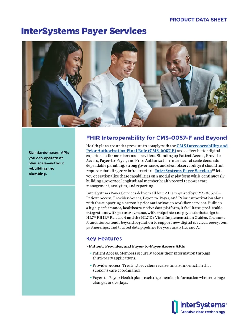 InterSystems Payer Services Data Sheet