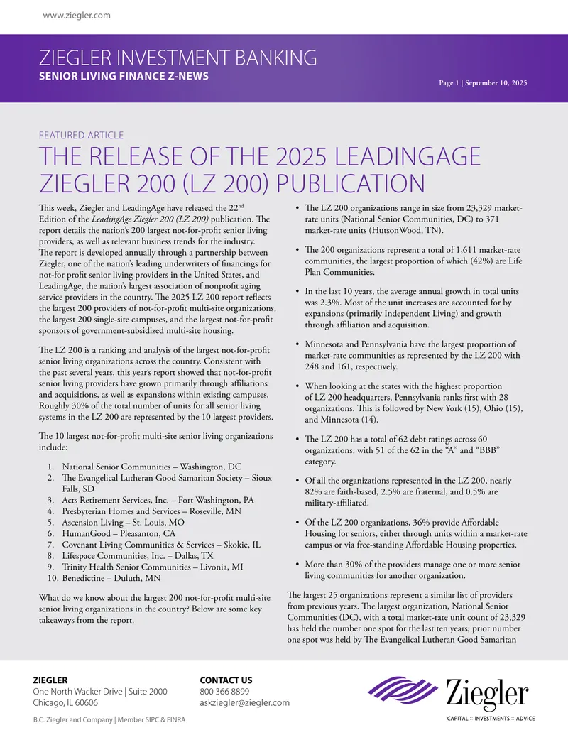 2025 LeadingAge Ziegler 200 Publication Release