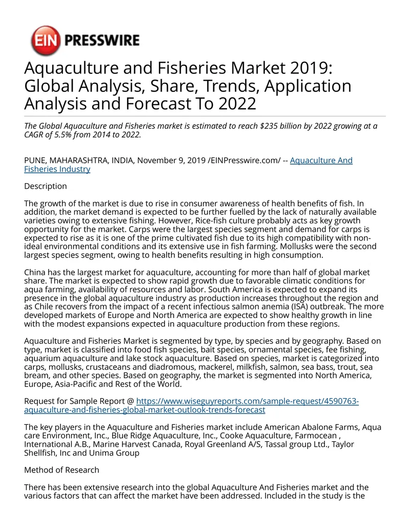 Global Aquaculture and Fisheries Market Analysis