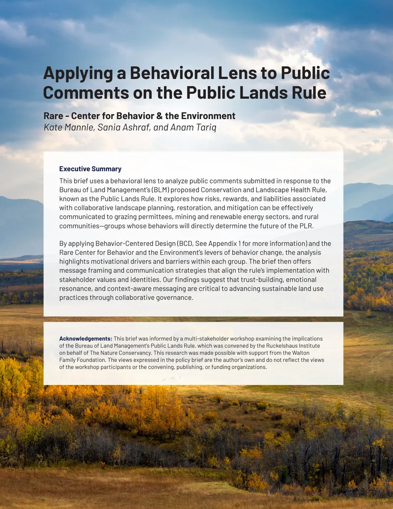 Behavioral Analysis of Public Comments on Land Management preview page 1