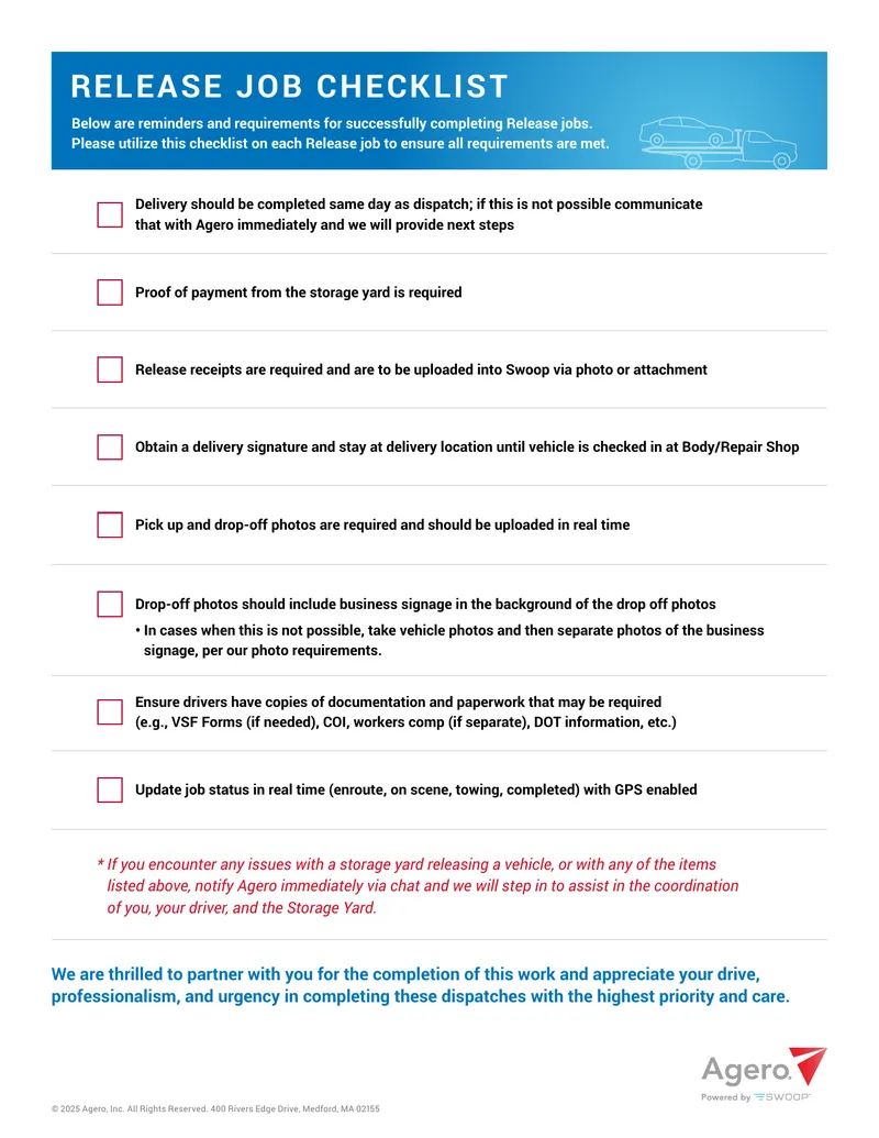Release Job Completion Checklist