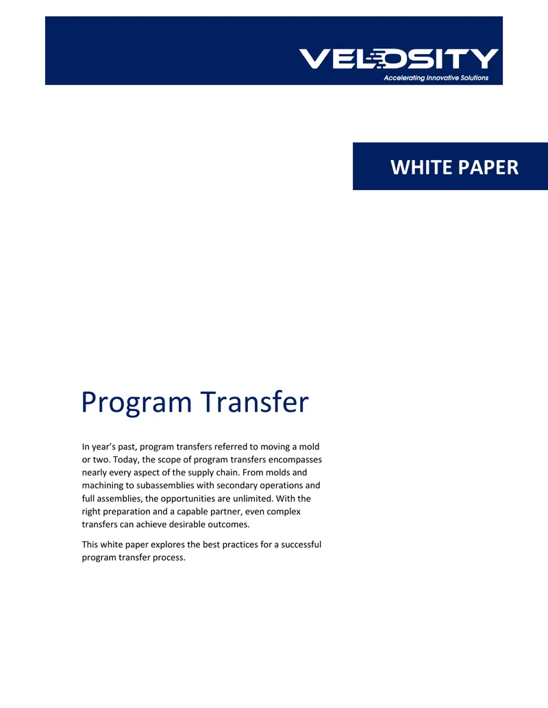 Program Transfer Best Practices White Paper