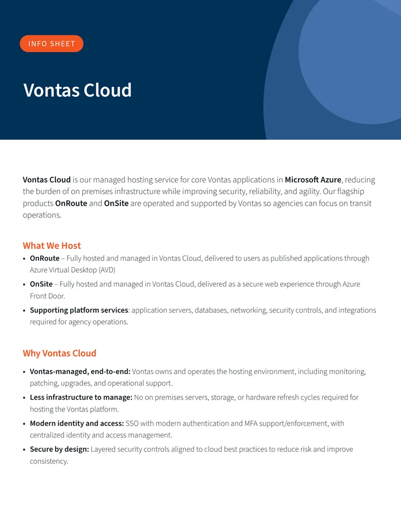 Vontas Cloud Managed Hosting Service Overview