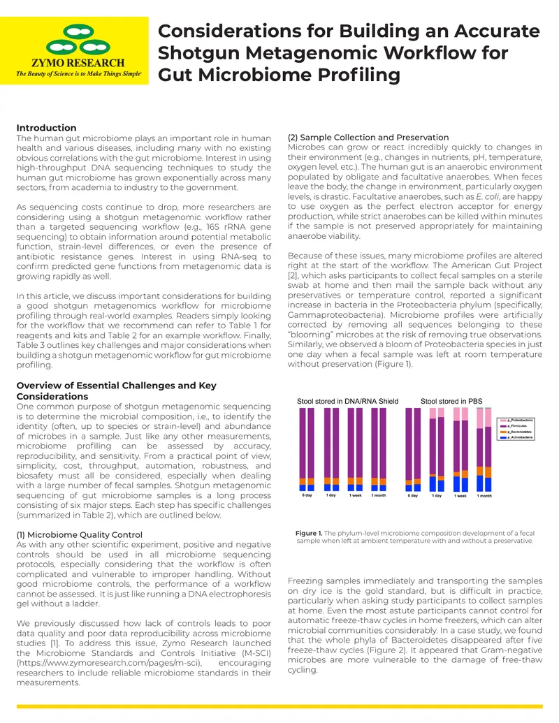Considerations for Shotgun Metagenomic Workflow