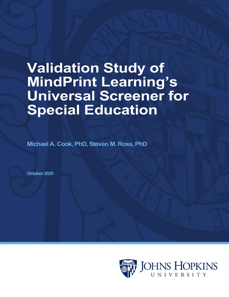 Validation Study of MindPrint Learning’s Universal Screener