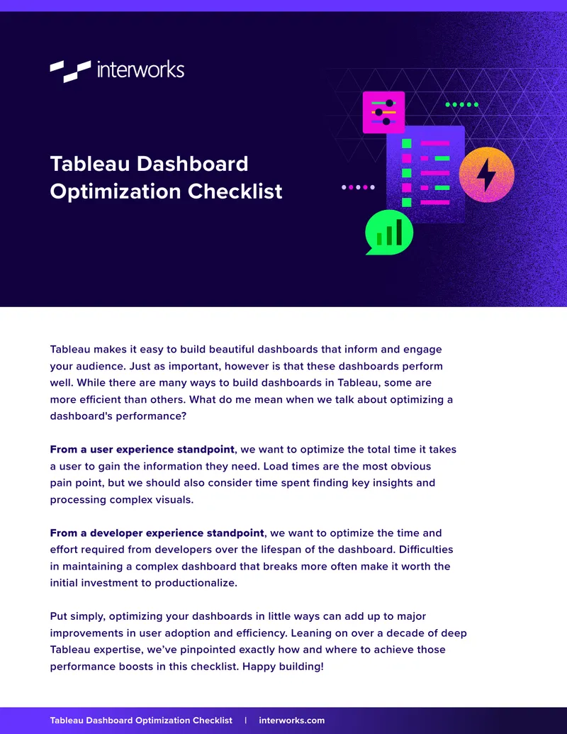 Tableau Dashboard Optimization Checklist