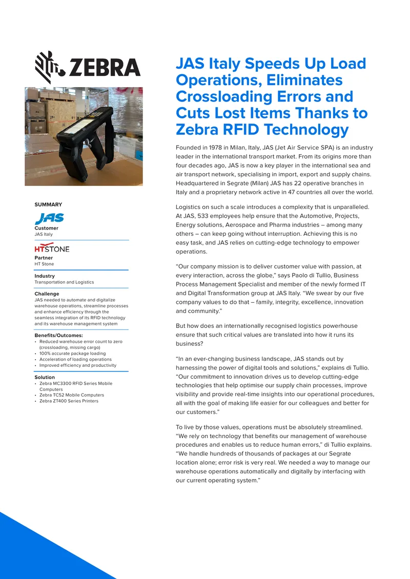 JAS Italy Enhances Warehouse Operations with RFID Technology