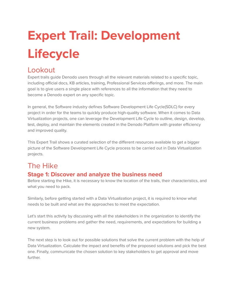 Data Virtualization Project Development Lifecycle Guide
