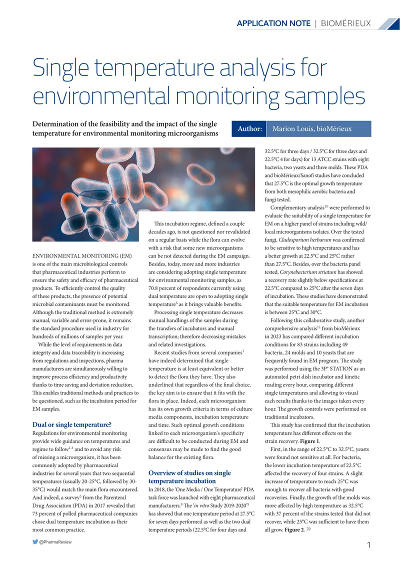 Single Temperature Analysis for Environmental Monitoring Samples