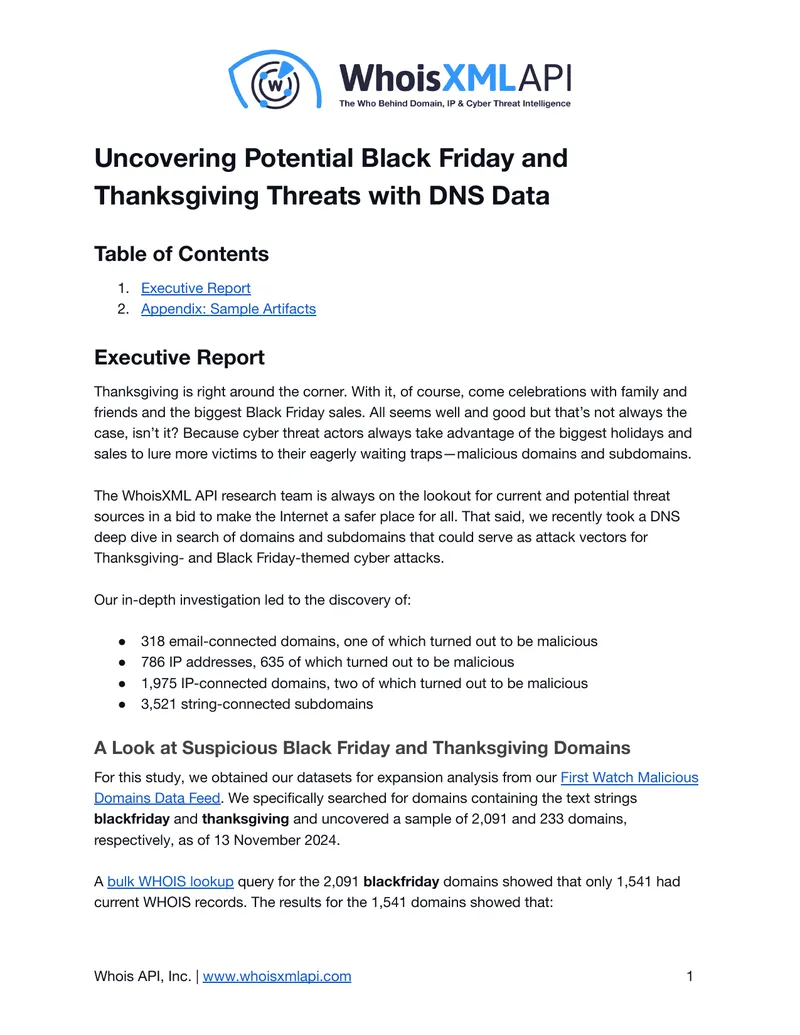 Black Friday and Thanksgiving Cyber Threat Analysis