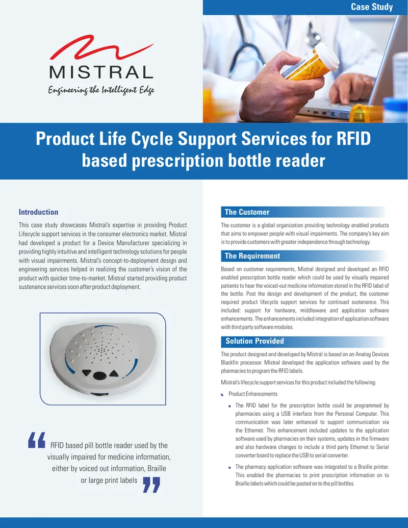 Product Lifecycle Support for RFID Prescription Reader