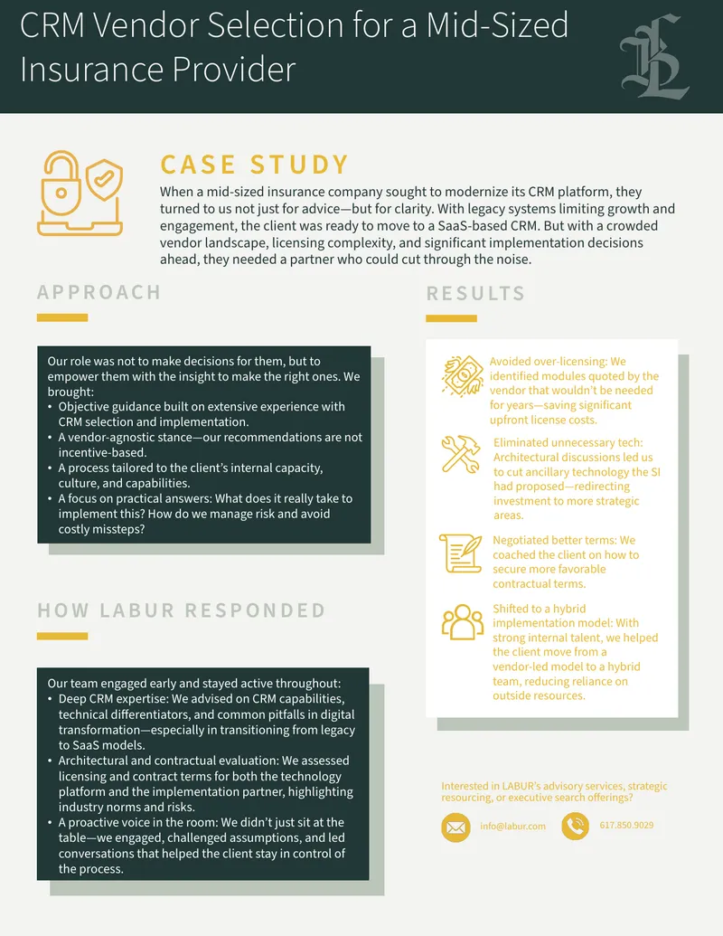 CRM Vendor Selection Case Study for Insurance Provider