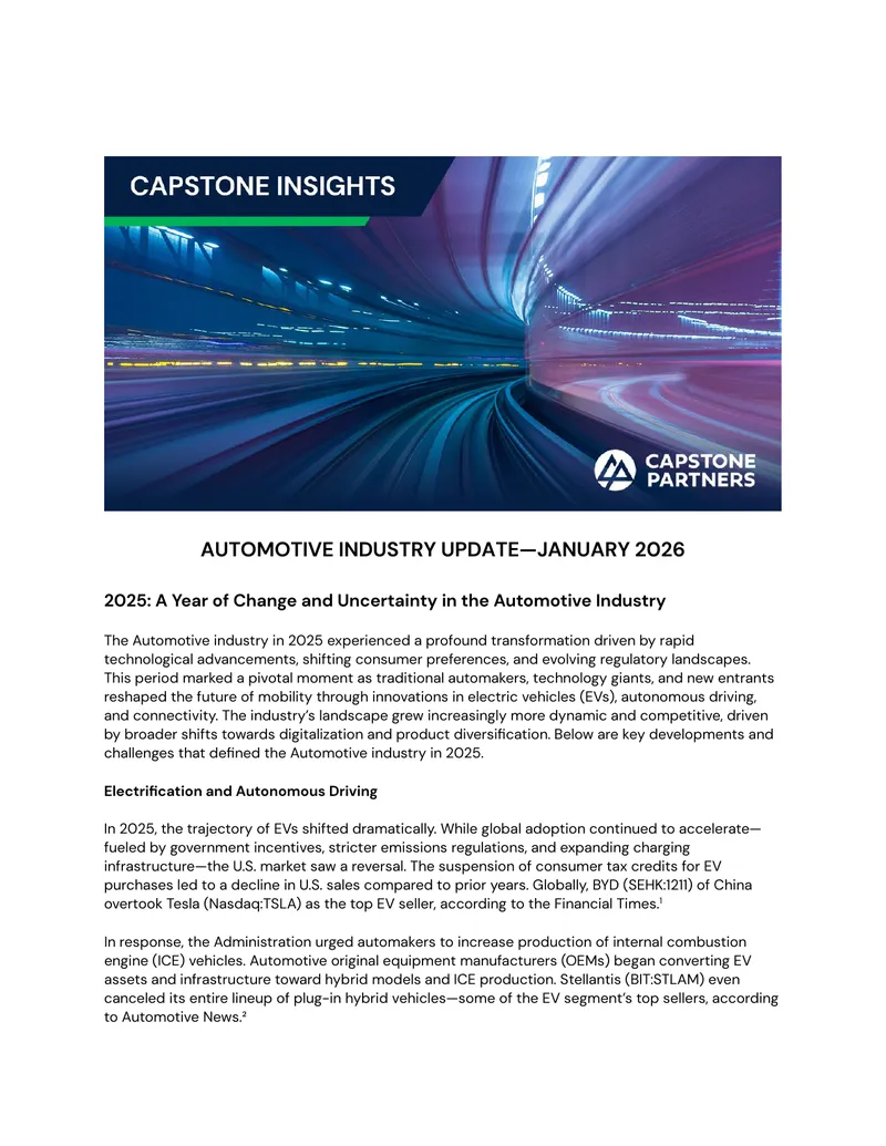 Automotive Industry Update for January 2026