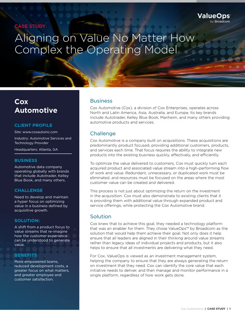 Cox Automotive Value Stream Management Case Study