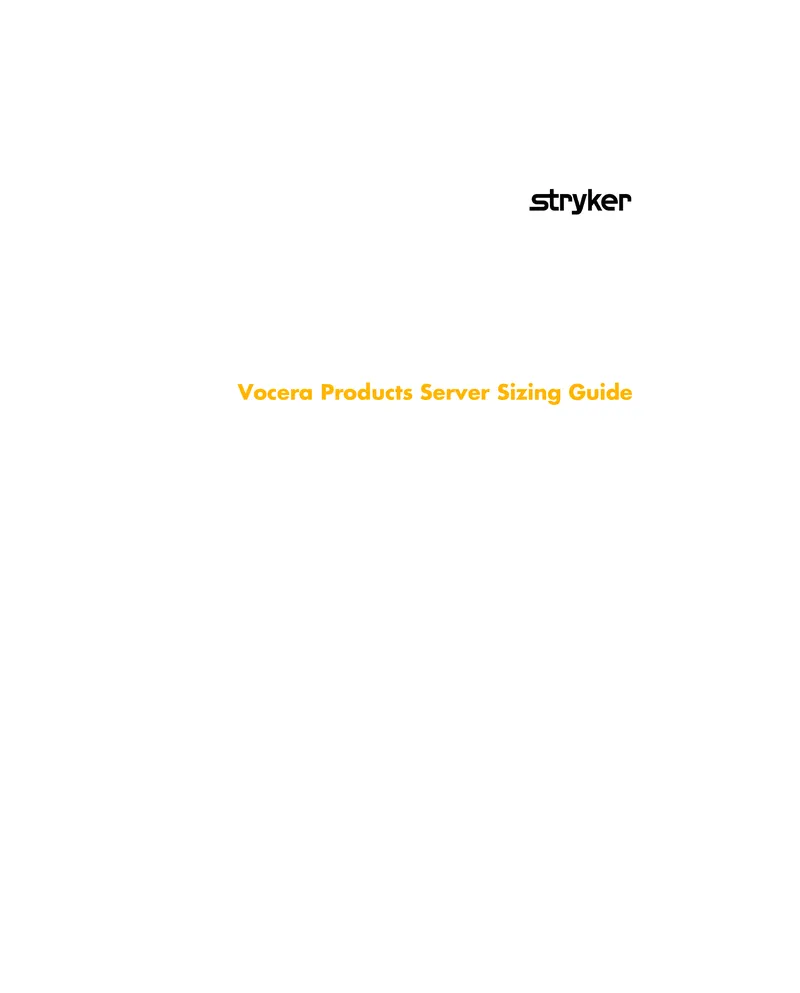 Vocera Products Server Sizing Guide