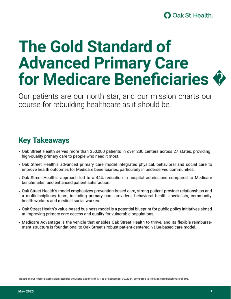 Advanced Primary Care Model for Medicare Beneficiaries