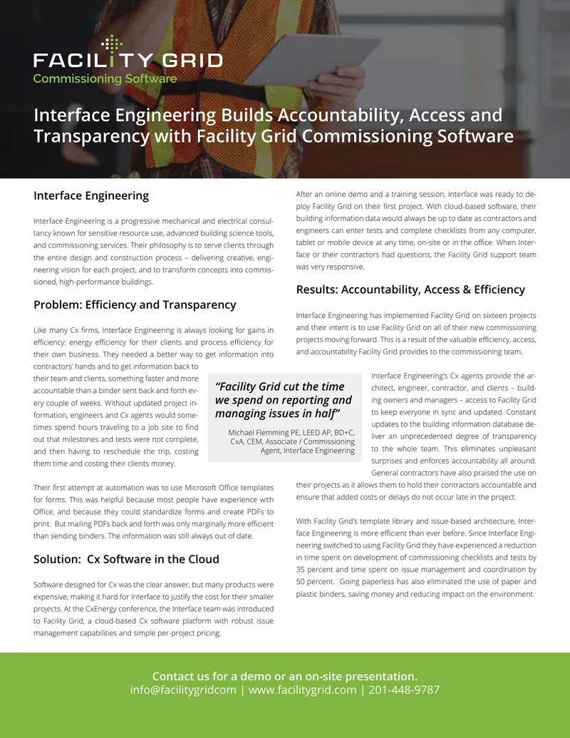 Interface Engineering Facility Grid Implementation Case Study