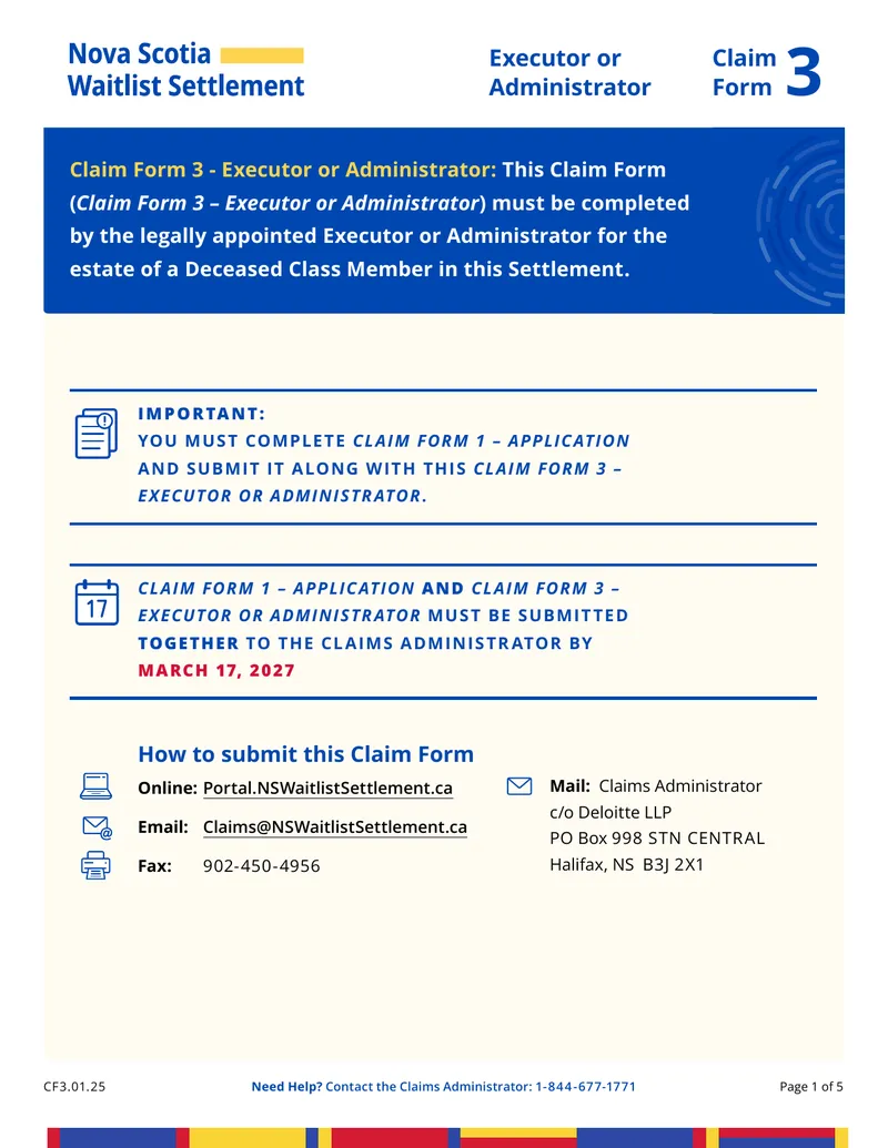 Executor or Administrator Claim Form 3 preview page 1