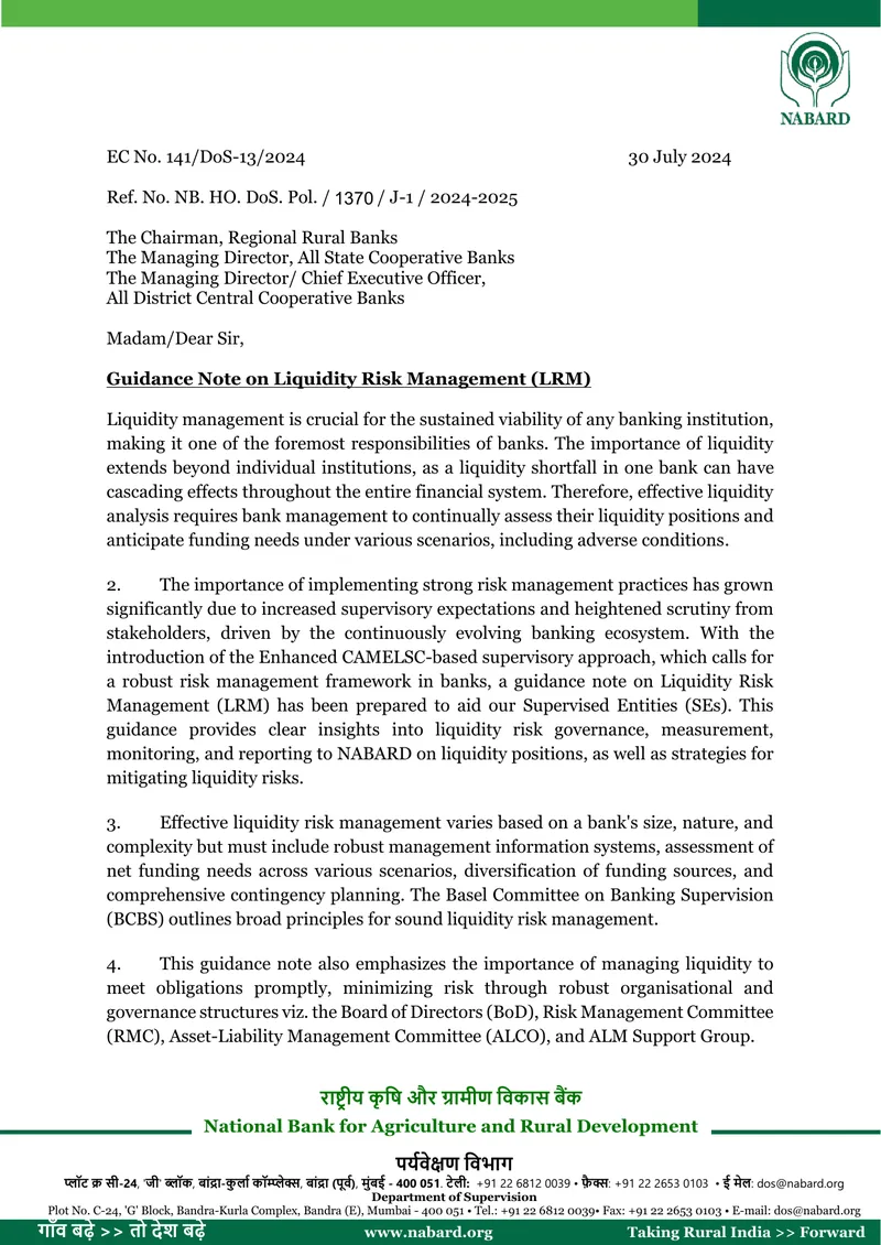Guidance Note on Liquidity Risk Management