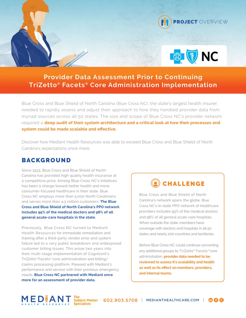 Provider Data Assessment for Blue Cross NC