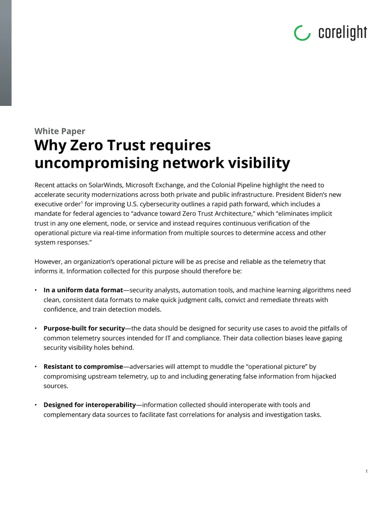 Zero Trust Network Visibility Requirements