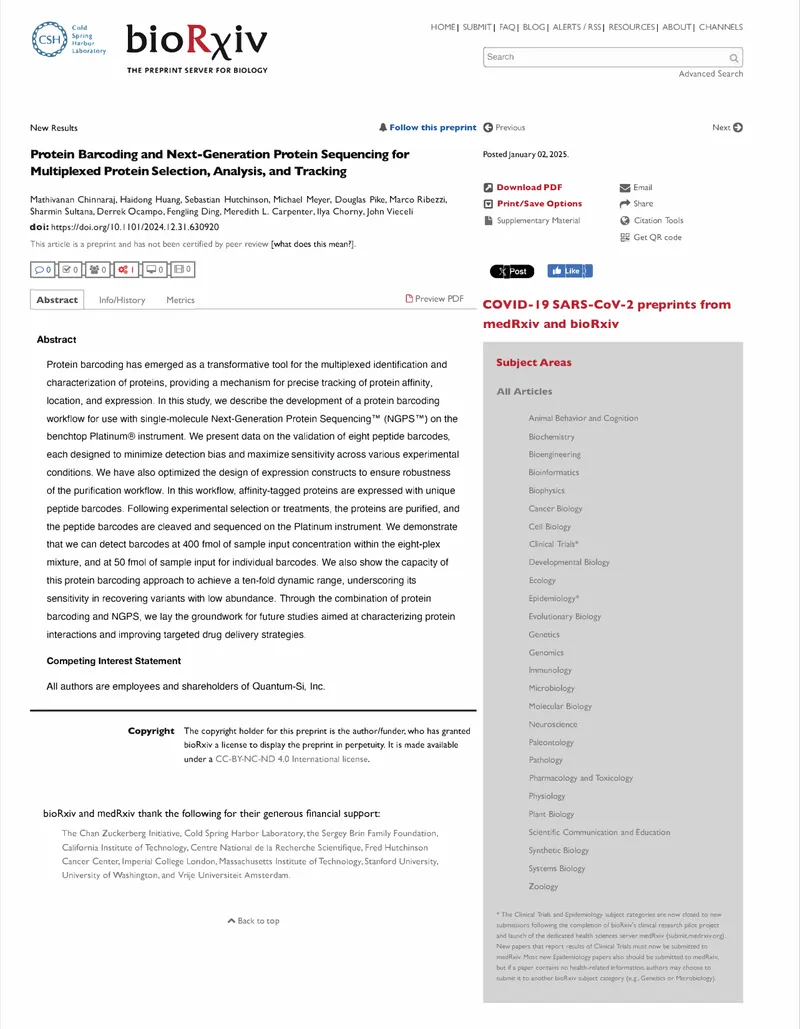 Protein Barcoding and Next-Generation Protein Sequencing Workflow