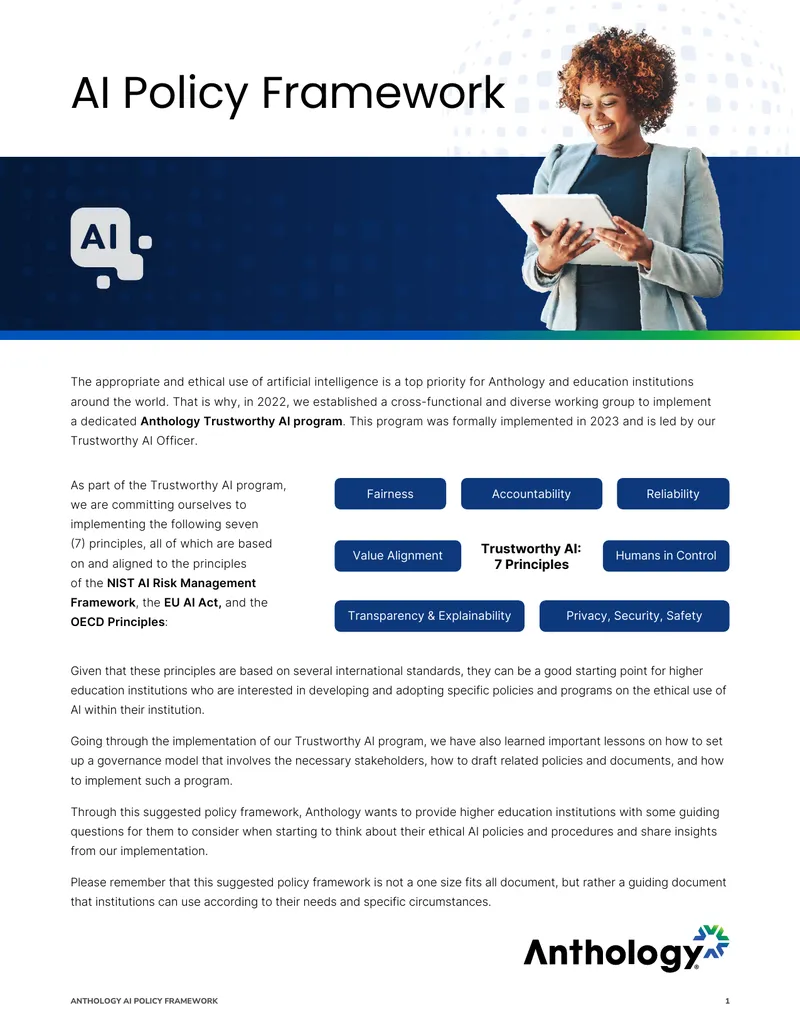 Anthology AI Policy Framework for Higher Education