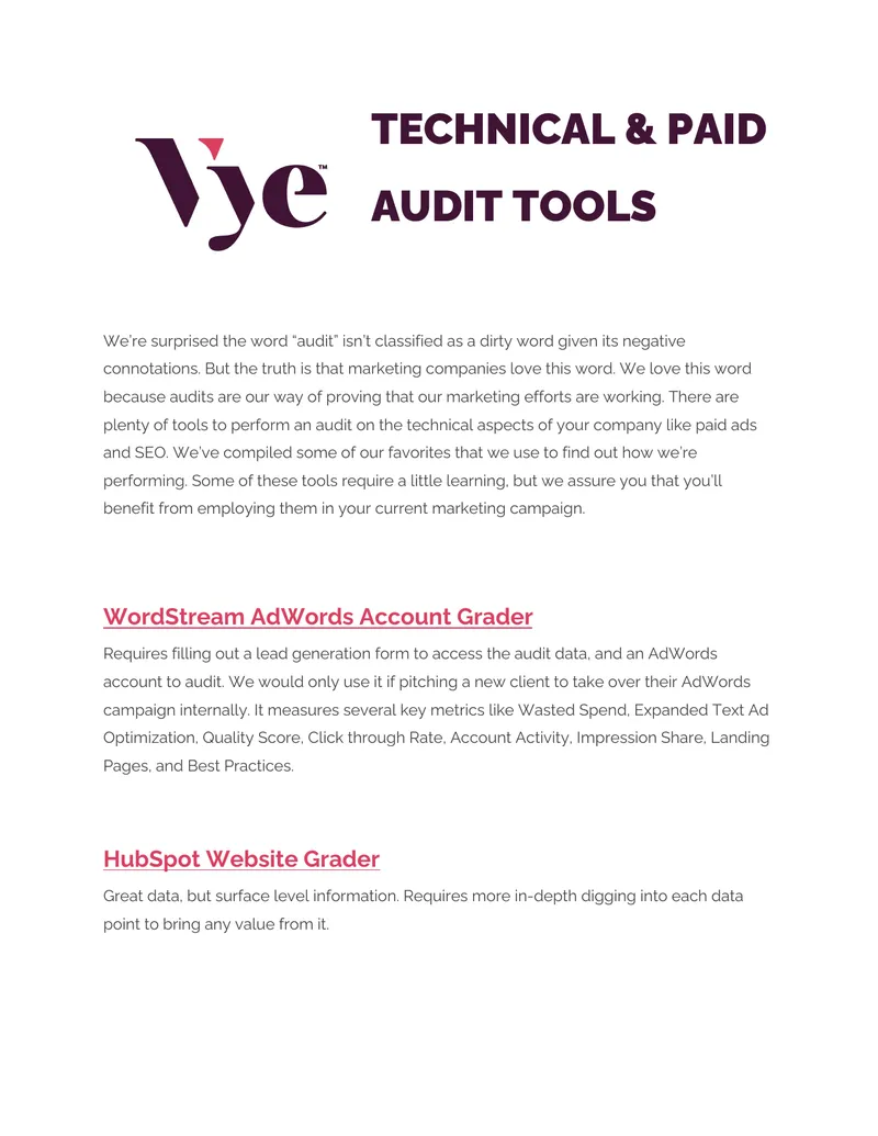 Technical Audit Tools for Marketing Performance
